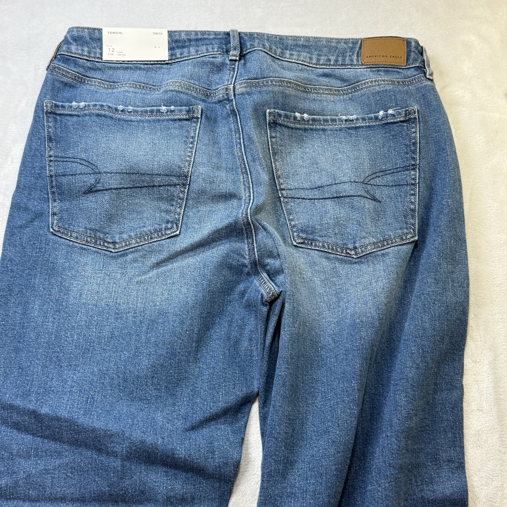 American Eagle Jeans Womens 12 Short Blue Tomgirl Mid Rise Stretch Denim Men - Picture 11 of 11